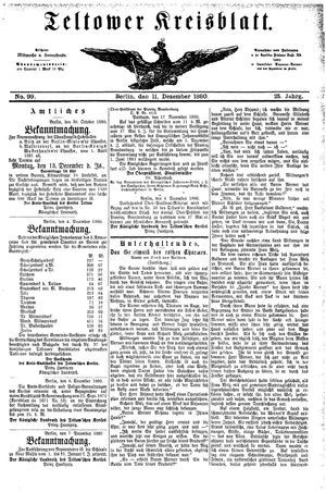 Teltower Kreisblatt vom 11.12.1880