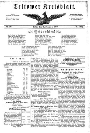 Teltower Kreisblatt vom 25.12.1880