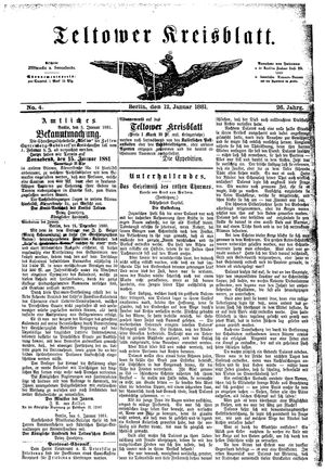 Teltower Kreisblatt vom 12.01.1881