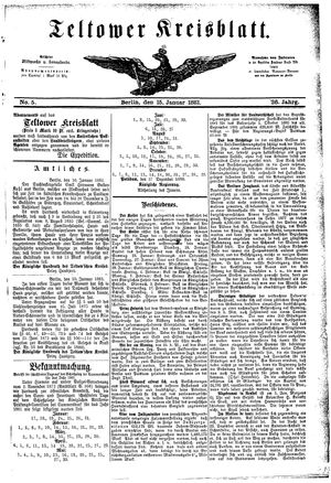 Teltower Kreisblatt vom 15.01.1881