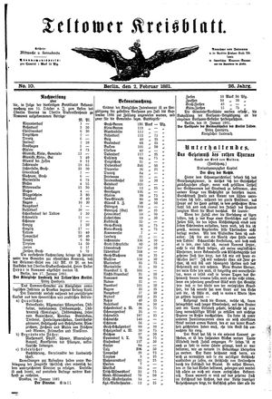 Teltower Kreisblatt vom 02.02.1881