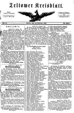 Teltower Kreisblatt on Feb 12, 1881