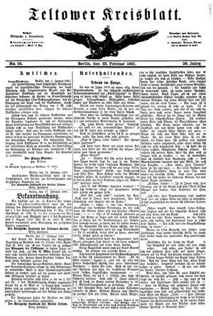 Teltower Kreisblatt vom 23.02.1881