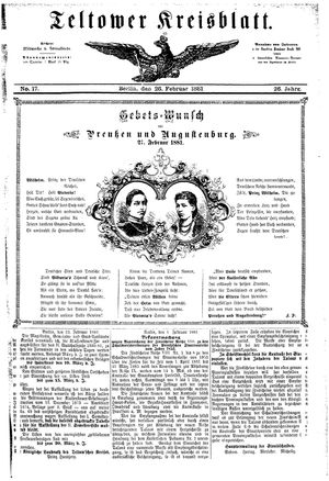 Teltower Kreisblatt vom 26.02.1881