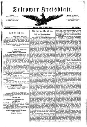 Teltower Kreisblatt vom 02.03.1881