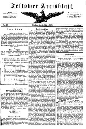 Teltower Kreisblatt on Mar 5, 1881