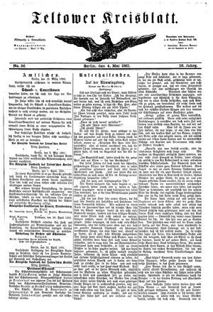 Teltower Kreisblatt vom 04.05.1881