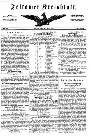 Teltower Kreisblatt vom 11.05.1881