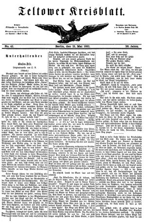 Teltower Kreisblatt vom 21.05.1881