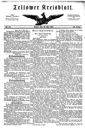 Teltower Kreisblatt vom 25.05.1881