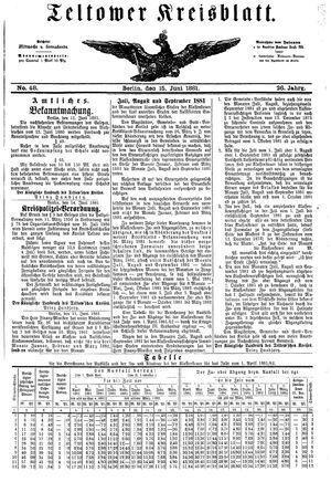 Teltower Kreisblatt vom 15.06.1881