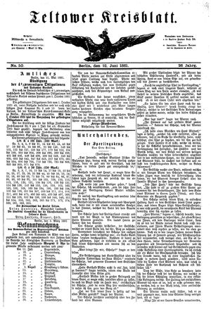 Teltower Kreisblatt vom 22.06.1881
