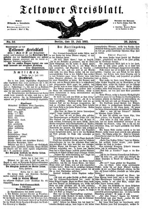 Teltower Kreisblatt vom 13.07.1881