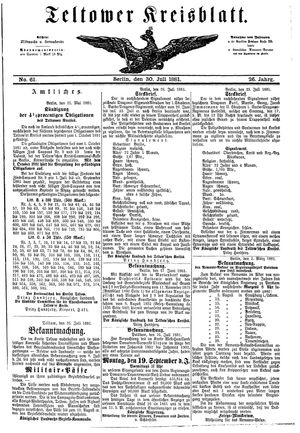 Teltower Kreisblatt vom 30.07.1881