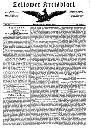 Teltower Kreisblatt vom 03.08.1881