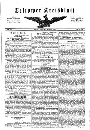 Teltower Kreisblatt vom 20.08.1881