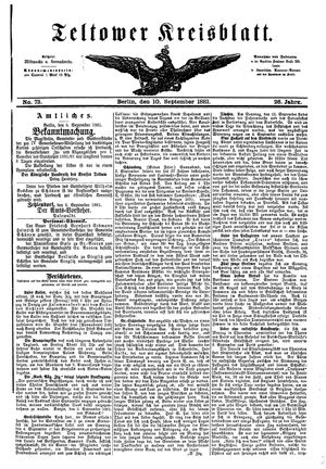 Teltower Kreisblatt vom 10.09.1881