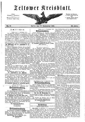 Teltower Kreisblatt vom 17.09.1881