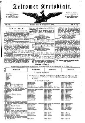 Teltower Kreisblatt vom 21.09.1881