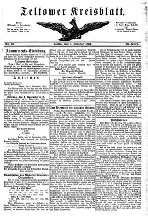 Teltower Kreisblatt vom 01.10.1881