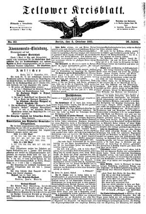 Teltower Kreisblatt vom 05.10.1881