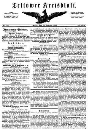Teltower Kreisblatt vom 22.10.1881