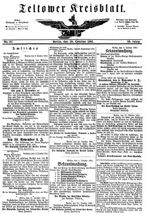 Teltower Kreisblatt vom 29.10.1881