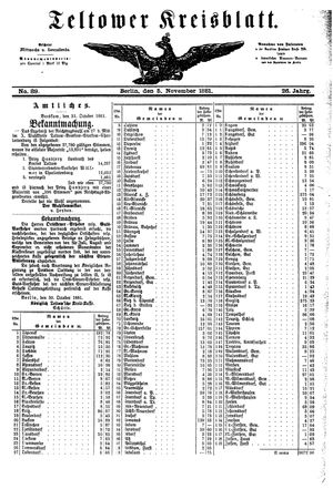 Teltower Kreisblatt vom 05.11.1881