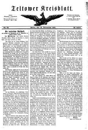 Teltower Kreisblatt vom 19.11.1881