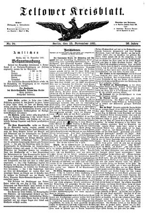 Teltower Kreisblatt vom 23.11.1881