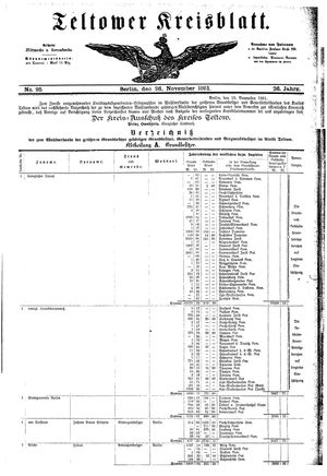 Teltower Kreisblatt vom 26.11.1881