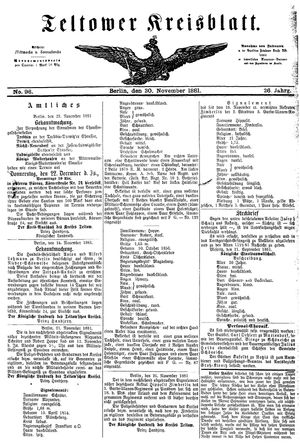 Teltower Kreisblatt vom 30.11.1881