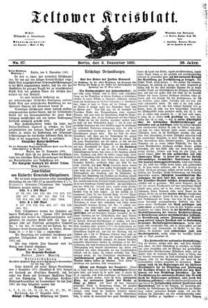 Teltower Kreisblatt on Dec 3, 1881