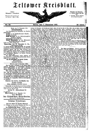 Teltower Kreisblatt on Dec 7, 1881