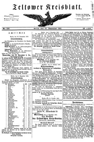 Teltower Kreisblatt vom 14.12.1881