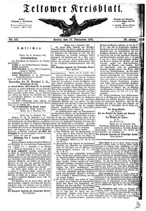 Teltower Kreisblatt on Dec 17, 1881