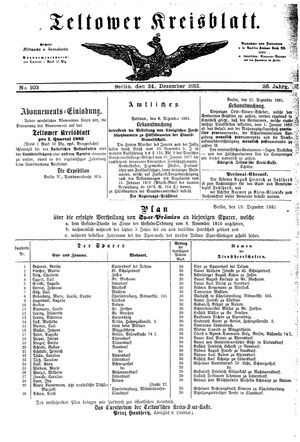 Teltower Kreisblatt vom 24.12.1881