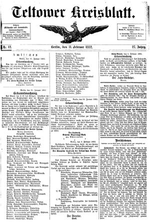 Teltower Kreisblatt vom 11.02.1882