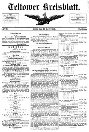 Teltower Kreisblatt on Apr 13, 1882