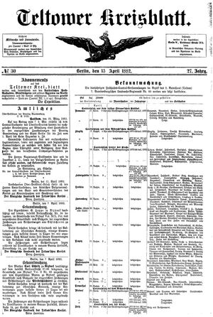 Teltower Kreisblatt vom 15.04.1882