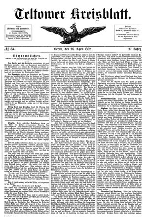 Teltower Kreisblatt vom 26.04.1882