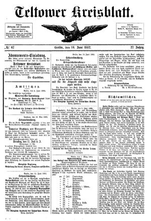 Teltower Kreisblatt on Jun 14, 1882