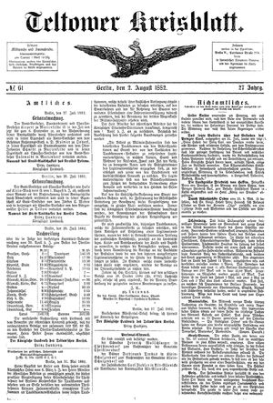 Teltower Kreisblatt vom 02.08.1882