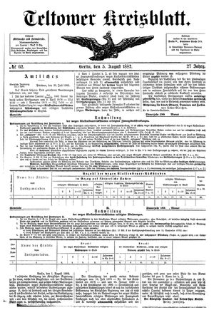 Teltower Kreisblatt vom 05.08.1882