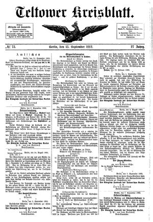 Teltower Kreisblatt vom 13.09.1882