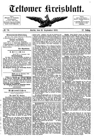 Teltower Kreisblatt vom 16.09.1882