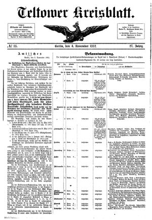 Teltower Kreisblatt vom 04.11.1882