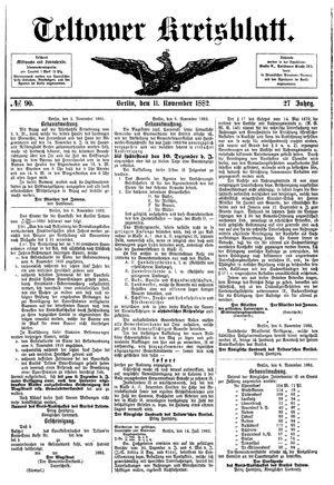Teltower Kreisblatt vom 11.11.1882