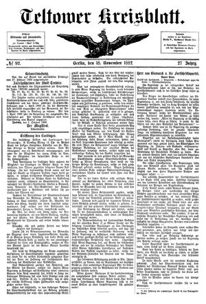 Teltower Kreisblatt vom 18.11.1882