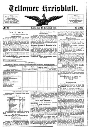 Teltower Kreisblatt on Nov 25, 1882